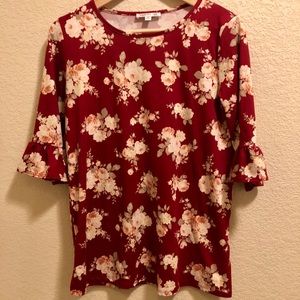 Floral Downeast Top with Bell Sleeves